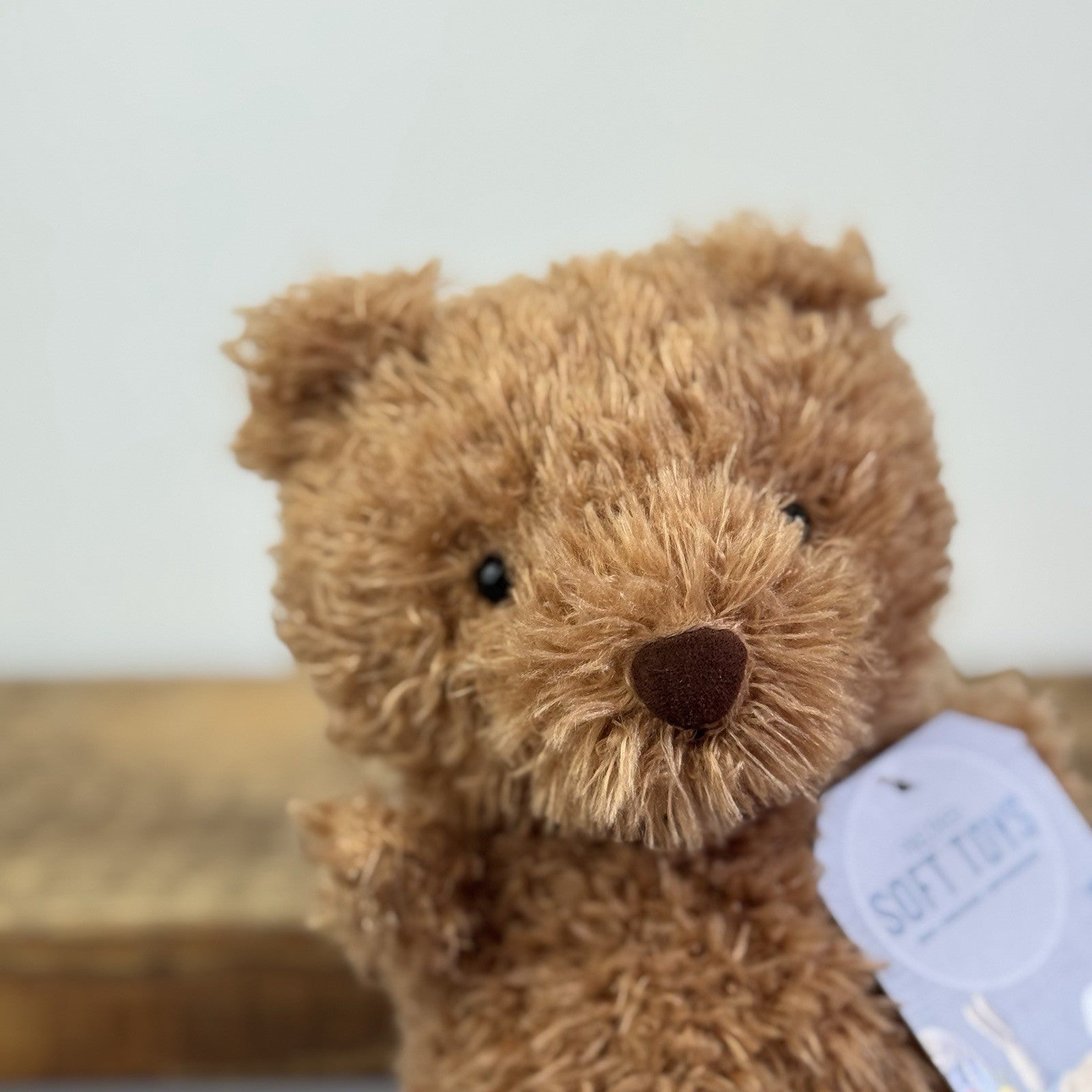 Jellycat Little Bear - Retired Brown Bear Curly Hair Beanie Soft Toy 7" 