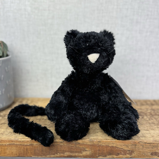 Jellycat Tumbler Cat  - Black Scruffy Bunglie Style Kitten Beanie Plush 10” NWOT
