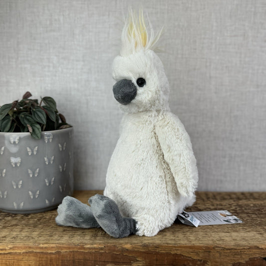 Jellycat Medium Bashful Cockatoo - White Medium Bird Rare Retired Beanbag Plush