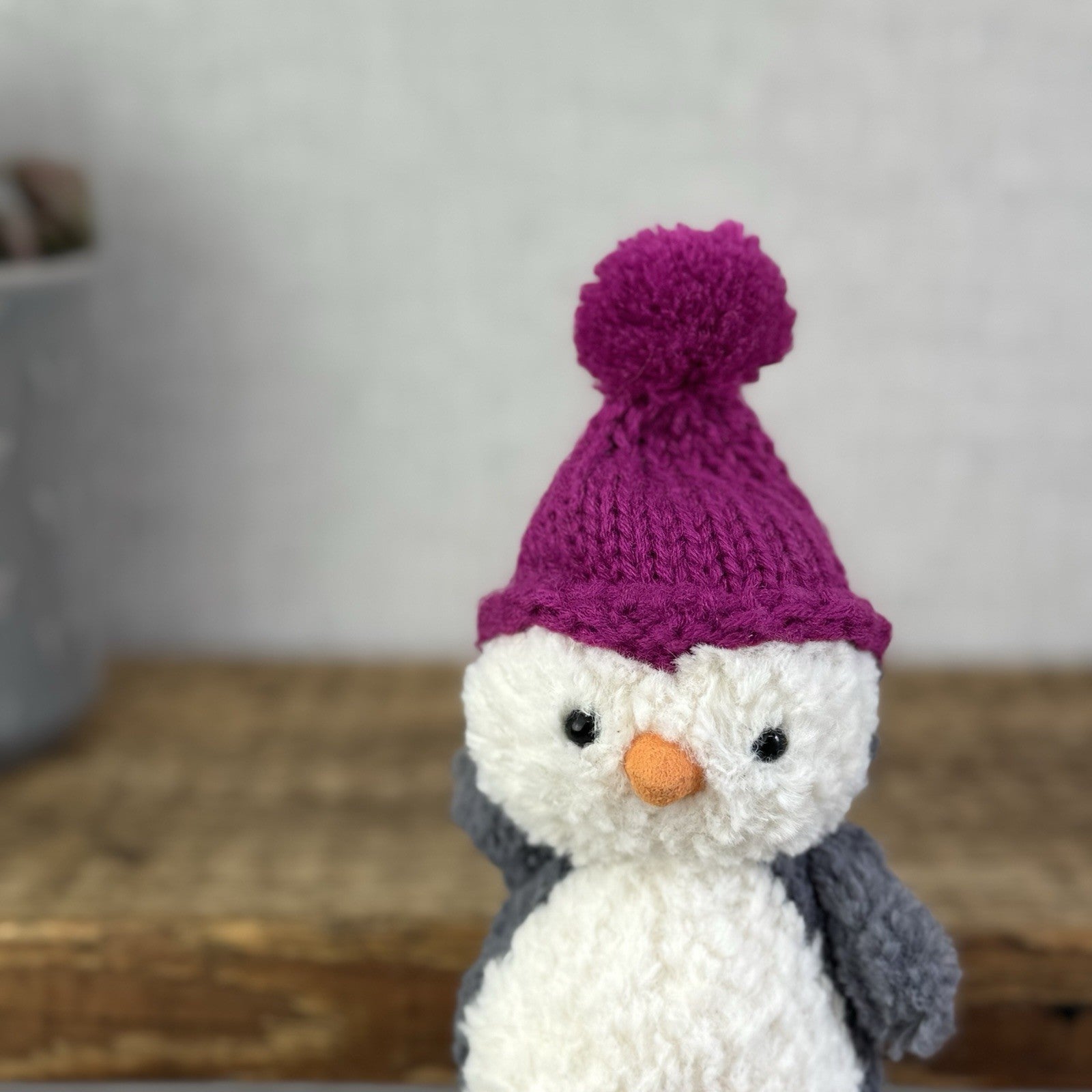 Jellycat Wee Penguin In Purple Bobble Hat - Mini Penguin Plush Winter 6” (#2)