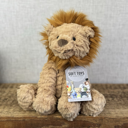 Jellycat Medium Fuddlewuddle Lion - Textured Sitting Lion Beanie Soft Toy 9”