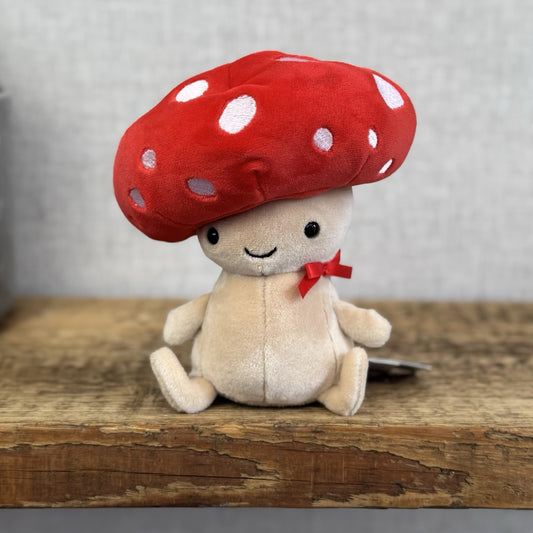 Jellycat Fun Guy Robbie - Red Mushroom Kawaii Beanie Velour Retired 8”