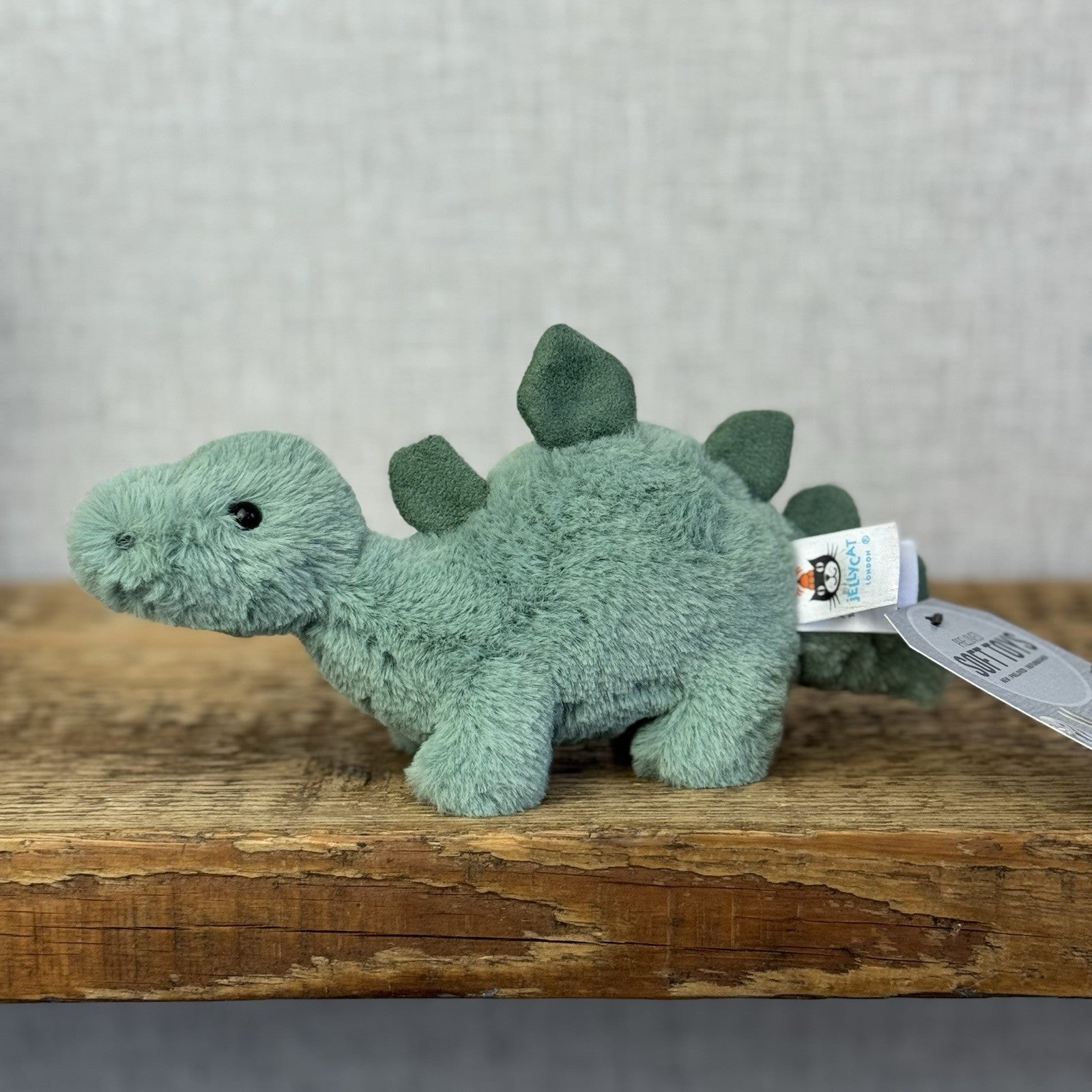 Jellycat Mini Fossily Stegosaurus - Tiny Dinosaur Beanie Plush Mini Dino 6"
