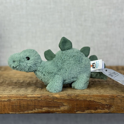 Jellycat Mini Fossily Stegosaurus - Tiny Dinosaur Beanie Plush Mini Dino 6"