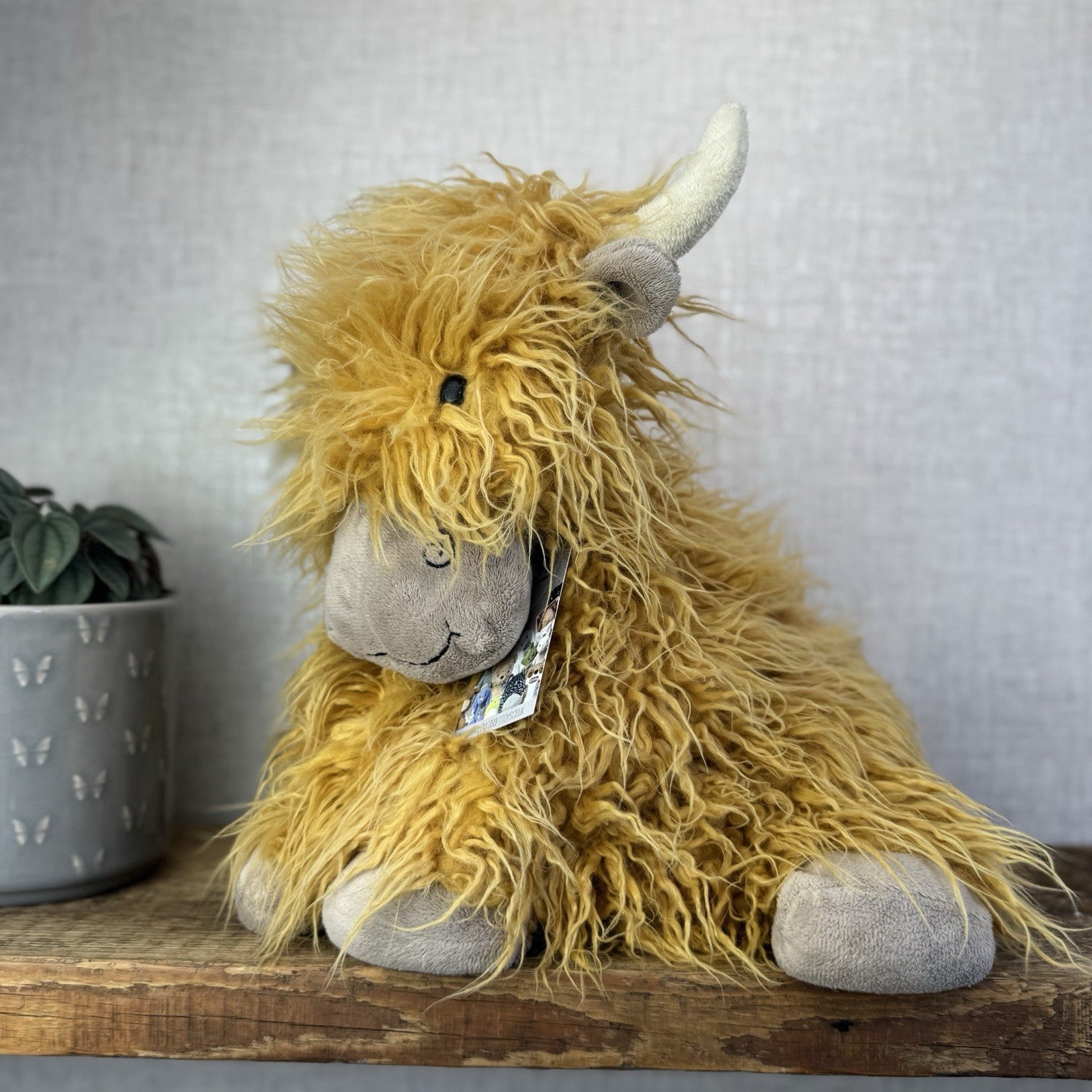 Jellycat Medium Truffles Cow - Fluffy Cow Cushion - Highland Cow 16”
