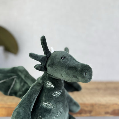 Jellycat Forest Dragon - Green Velour Soft Detailed Beanie Dragon Rare 10”