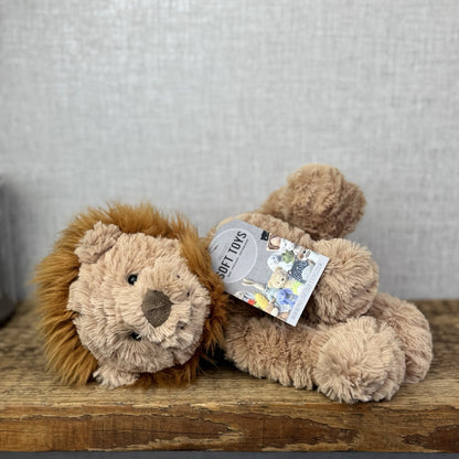 Jellycat Medium Fuddlewuddle Lion - Textured Sitting Lion Beanie Soft Toy 9”