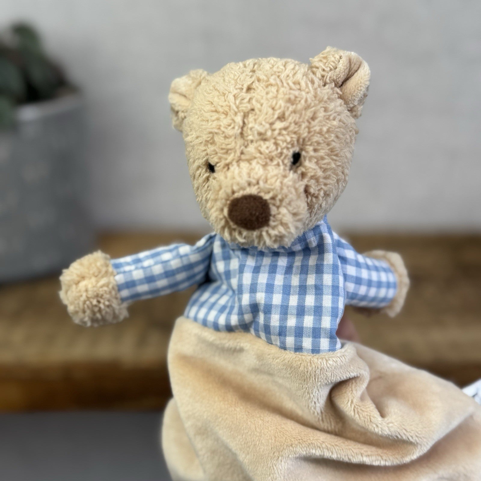 Jellycat Thomas Bear Comfort Blanket Soother - Bear Checked Shirt Soft Toy NWOT