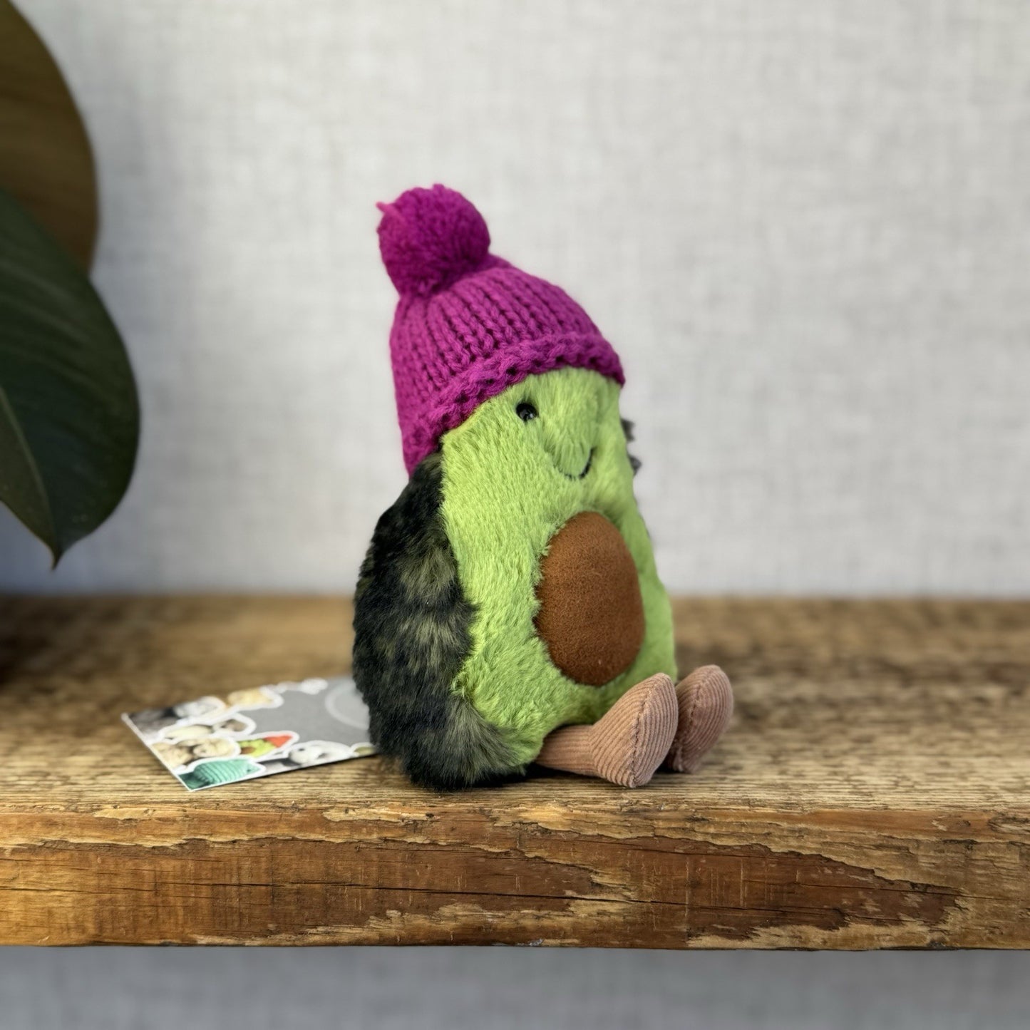 Jellycat Fuscia Cozi Amuseable Avocado - Soft Avocado With Purple Beanie (#2)