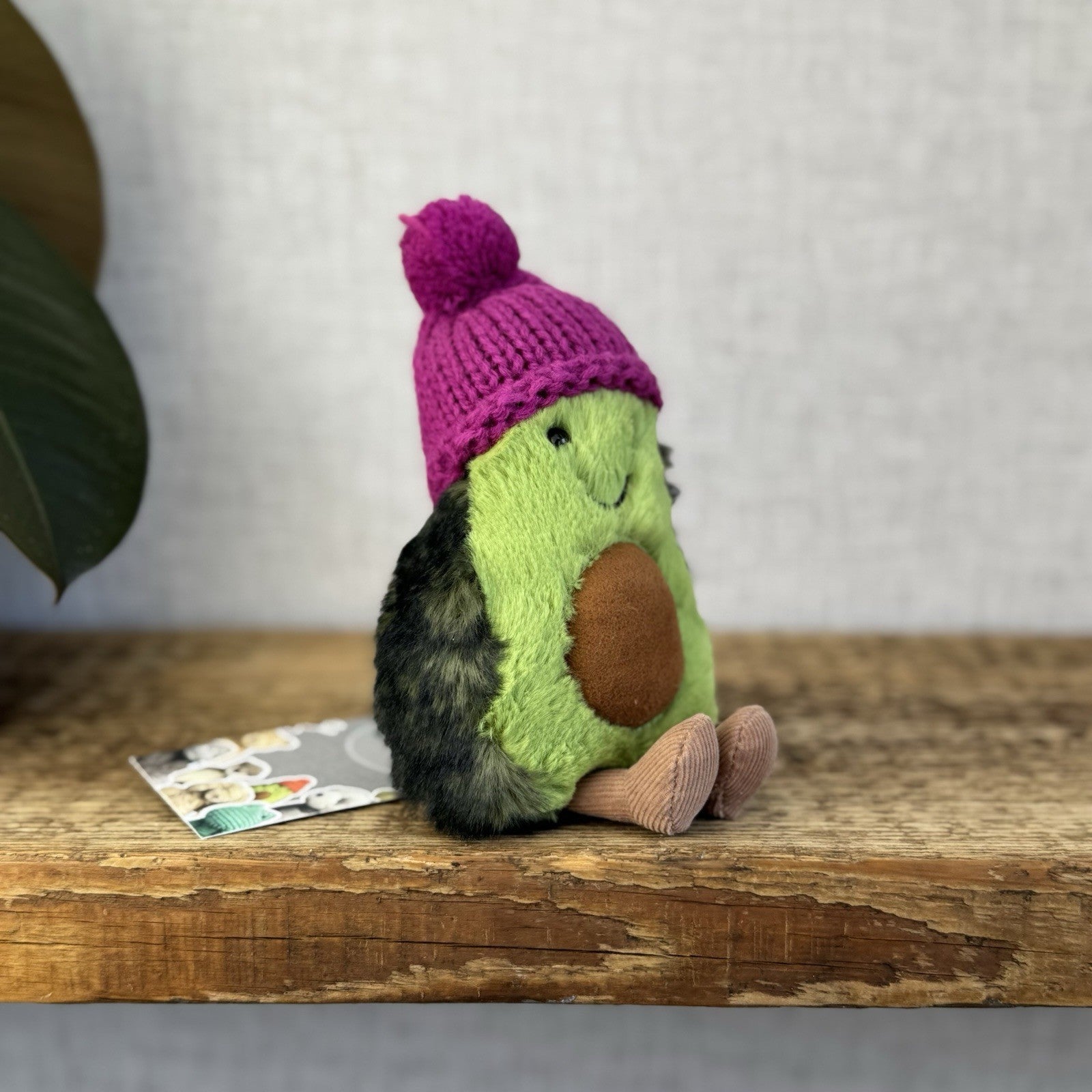Jellycat Fuscia Cozi Amuseable Avocado - Soft Avocado With Purple Beanie (#2)