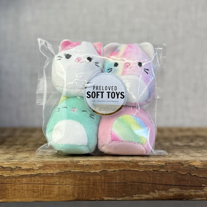 Squishmallow Squishville Pink/Blue Cat Bundle - Risa, Cindy, Charisma, Sabrina