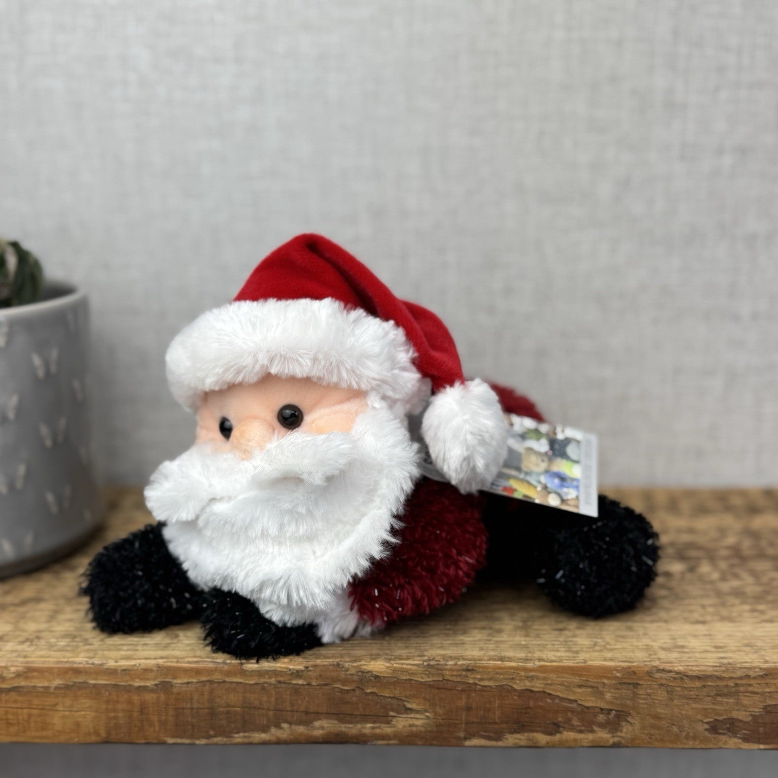 Russ Berrie Floppy Santa Beanie - Chimney Santa Sparkly Plush Toy Christmas 8"