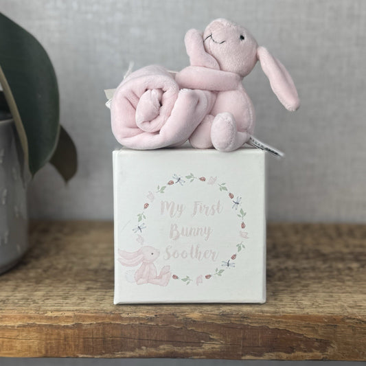 Jellycat - My First Soother Pink - Pink Bunny Velour Comforter New In Box