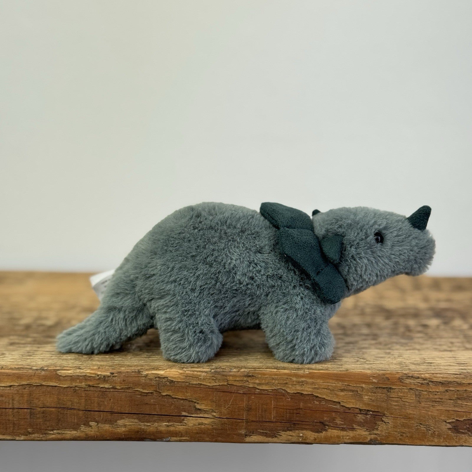 Jellycat Mini Fossily Triceratops - Tiny Dinosaur Beanie Plush Mini Dino 6"