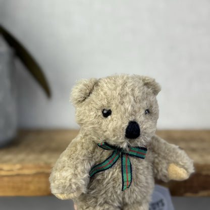 Manhattan Toy Company Mini Vintage Bear - Tartan Bow Tiny Bear Traditional 6”