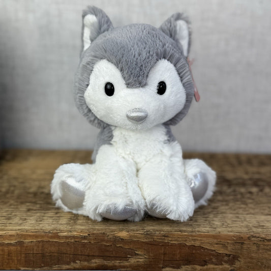 Aurora Glitzy Tots Husky Dog Soft Toy - Mini Husky Plush Grey/white/silver New
