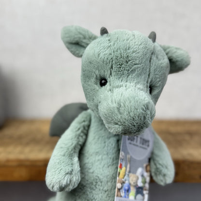 Jellycat Medium Bashful Dragon - Light Green/sage Dragon Soft Toy NWOT