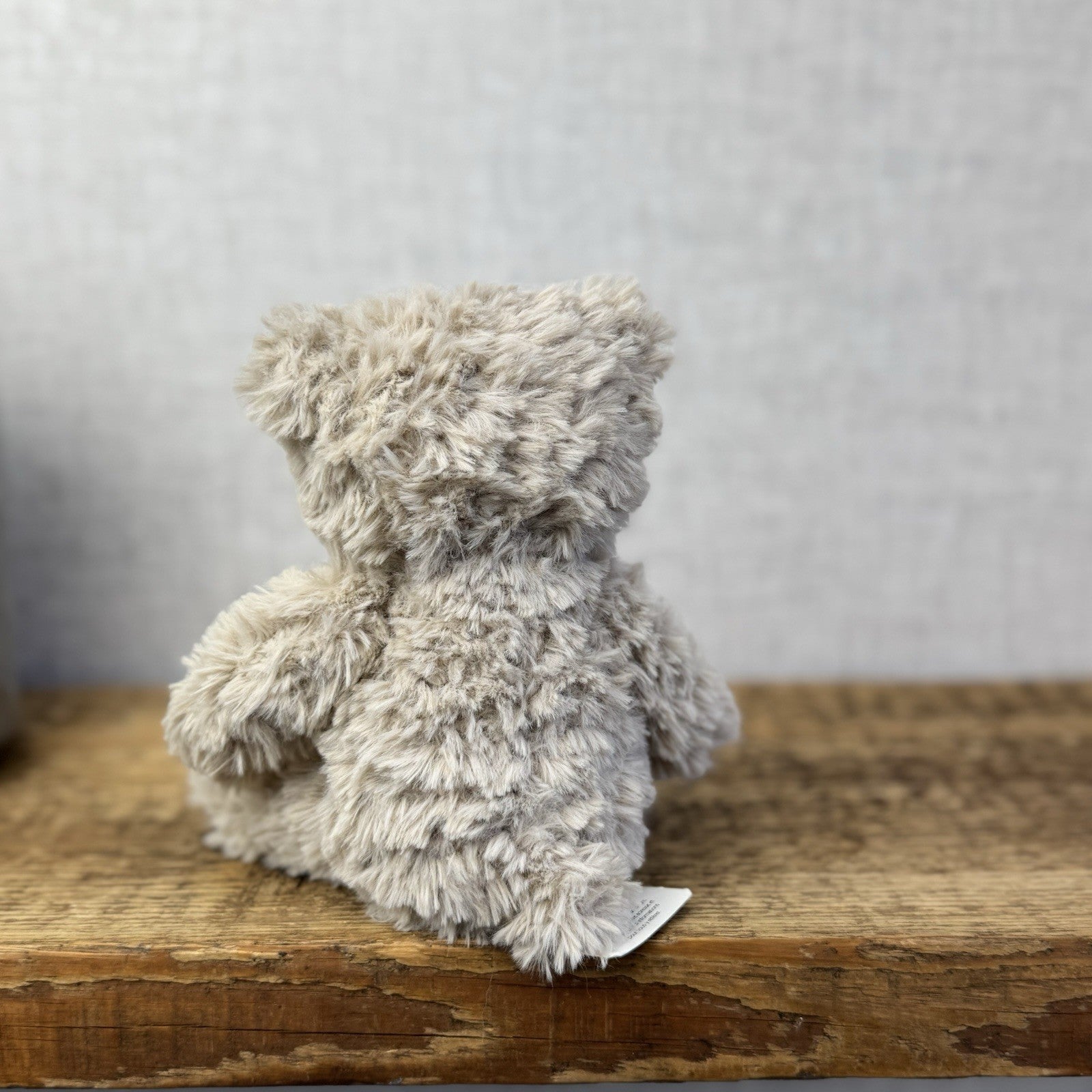 Jellycat Small Fletcher Bear - Retired Small Textured Light Grey Bear Beanie 7"