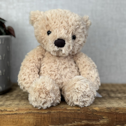 Jellycat Small Finley Bear Beige Textured Beanie Soft Toy Bear Retired 10" (#2)