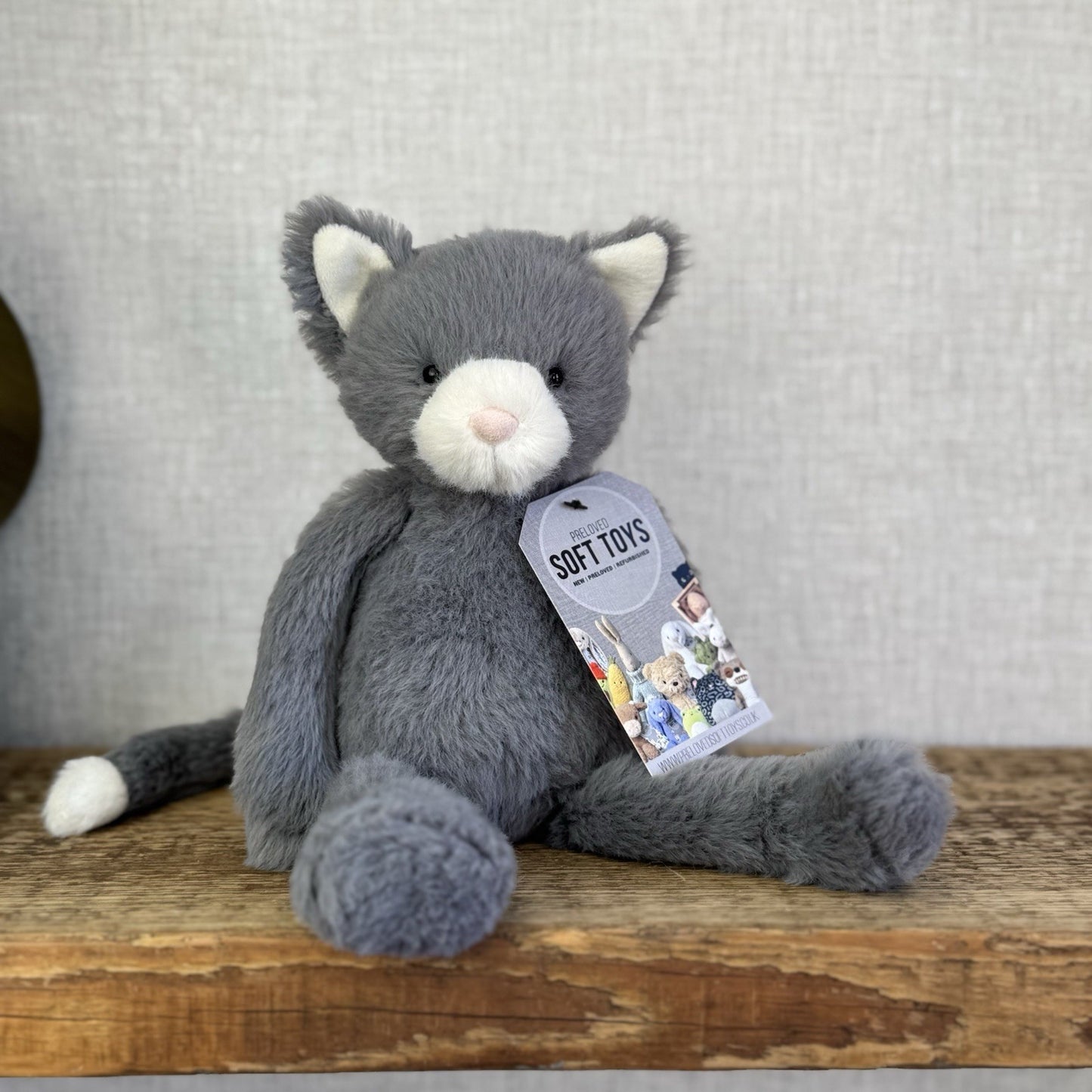 Jellycat Sweetie Kitten - Small Fluffy Light Grey Beanie Kitten White Face (#2)