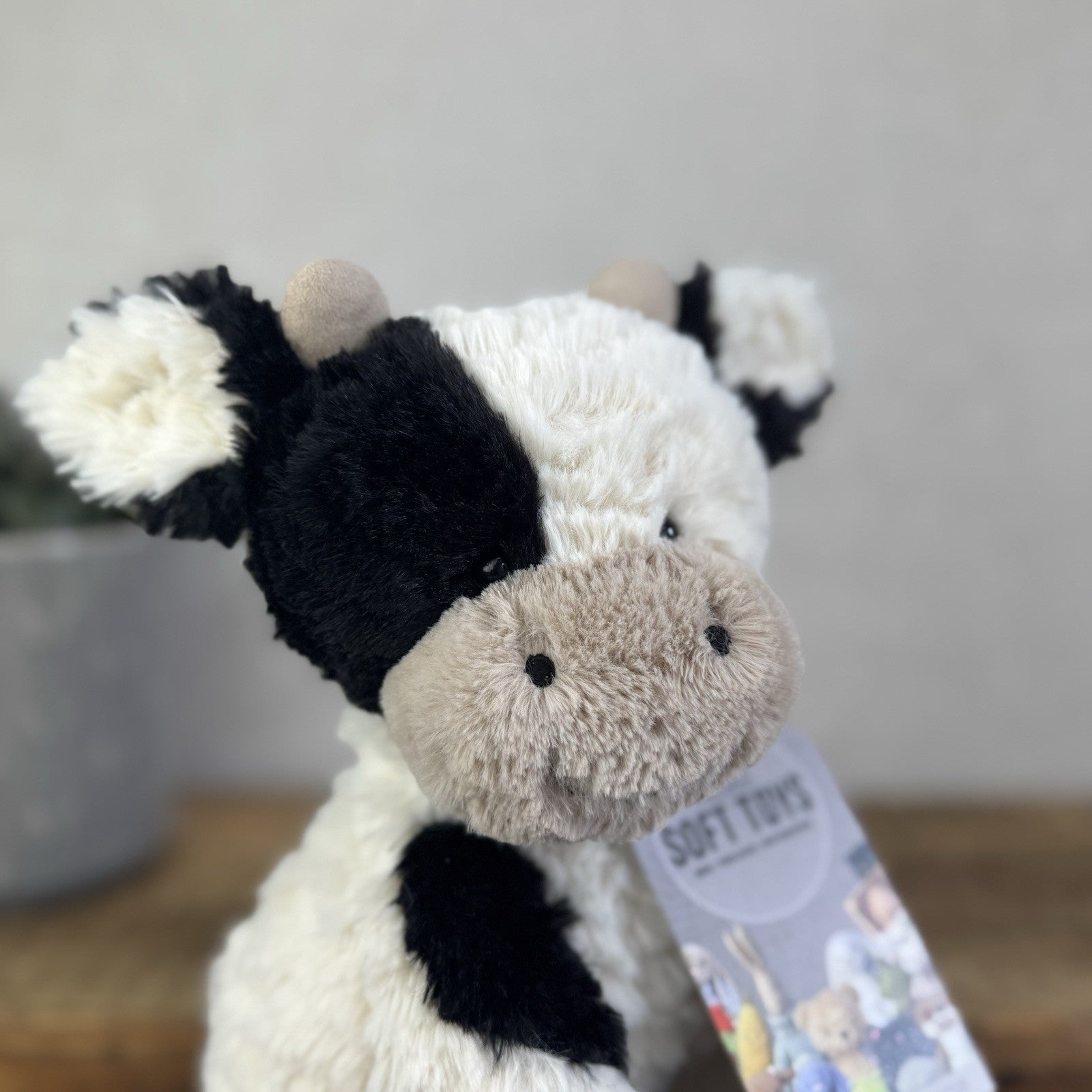 Jellycat Medium Fuddlewuddle Cow - Calf Sitting Textured Retired Toy Beanie 9"