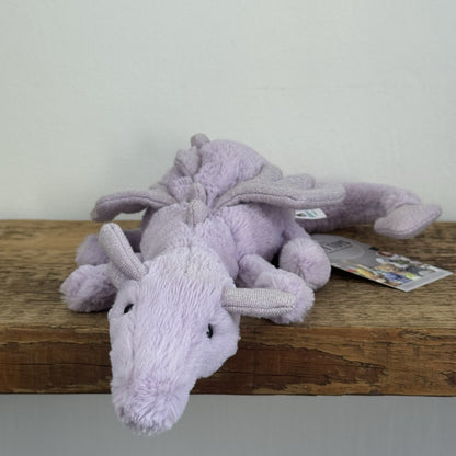 Jellycat Little Lavender Dragon - Light Purple Dragon Beanie Soft Toy 11"
