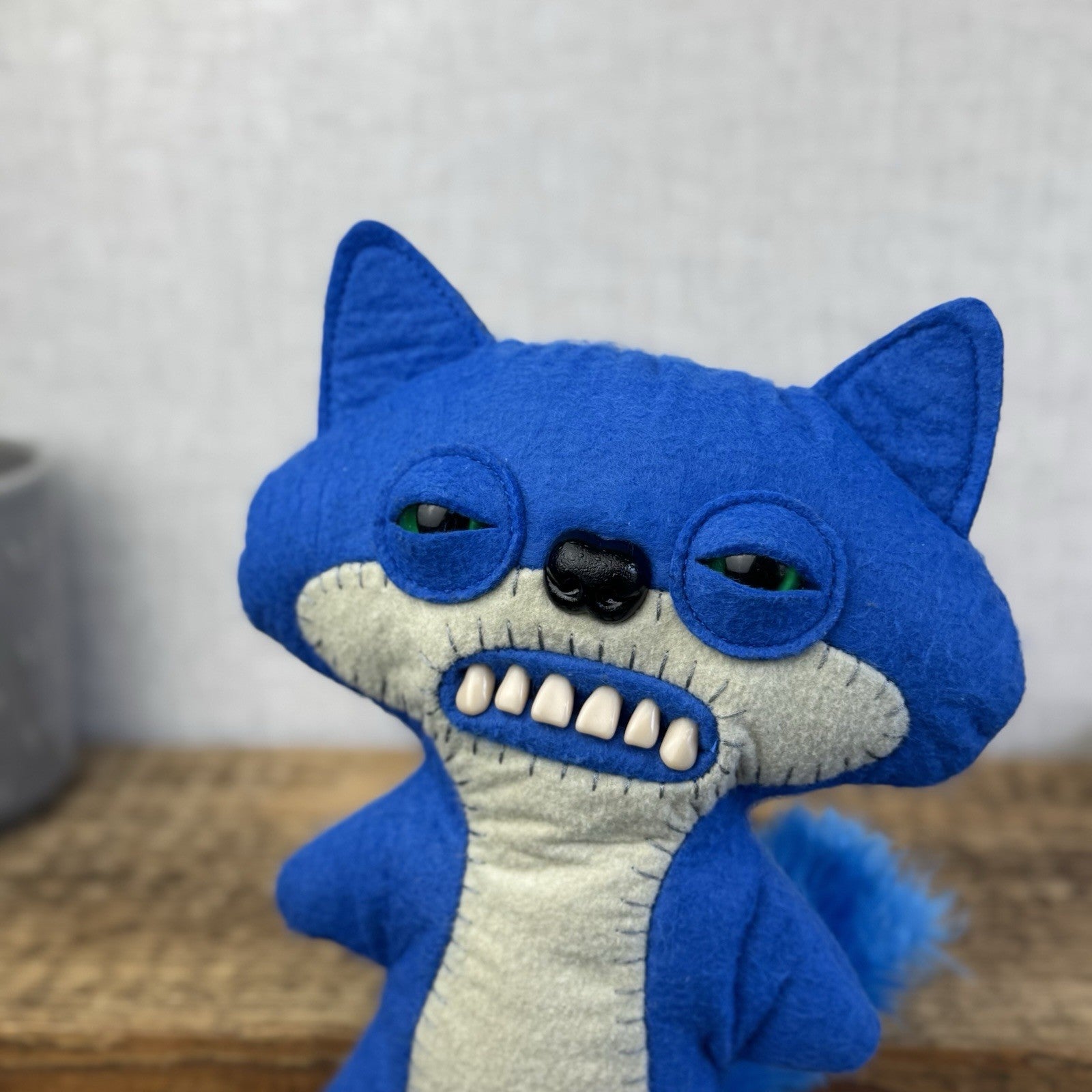 Fuggler Funny Ugly Monster Suspicious Fox Blue & Keyring Set Rare Felt Retired 
