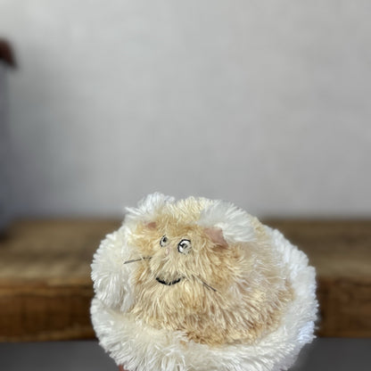 Jellycat Furry Curlikitty Natural/Beige - Tiny Cat Fluffy Vintage Beanie 4”
