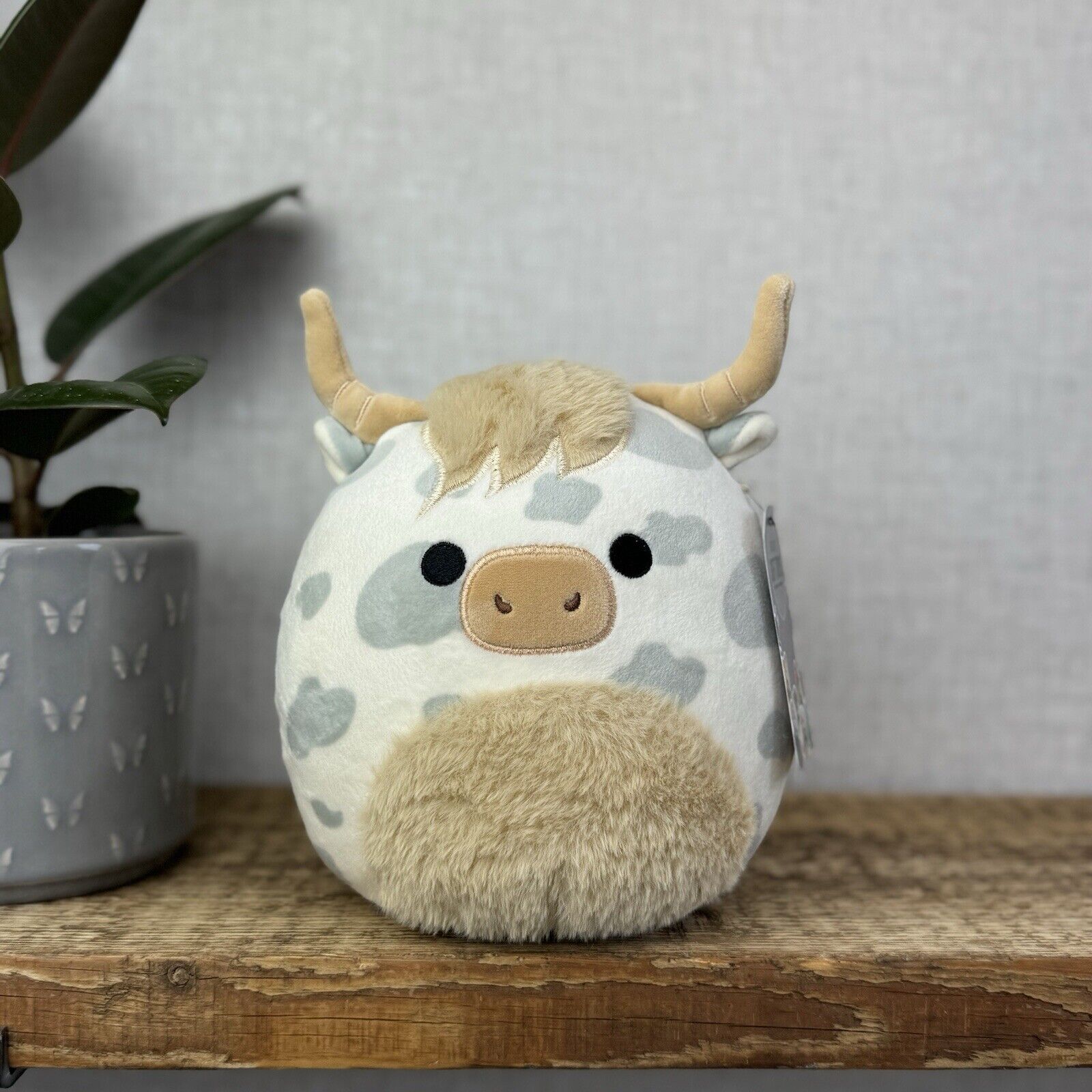 Squishmallows Borsa The Highland Cow - Squishy Cow With Horns Soft Toy 7.5”