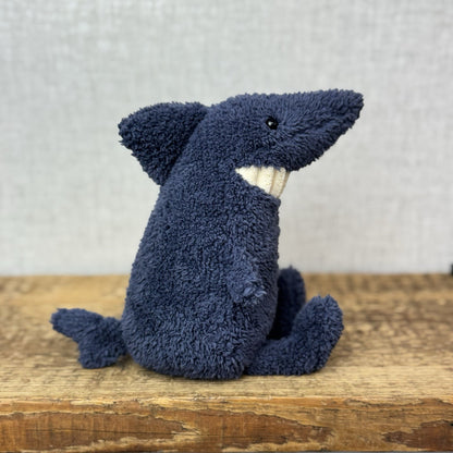 Jellycat Small Toothy Shark - Small Smiley Rare Retired Beanie Blue Shark 9"