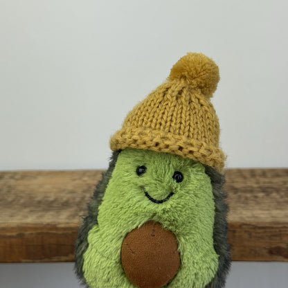 Jellycat Cozi Avocado Ochre - Avocado In Mustard/Yellow Beanie Retired 5"