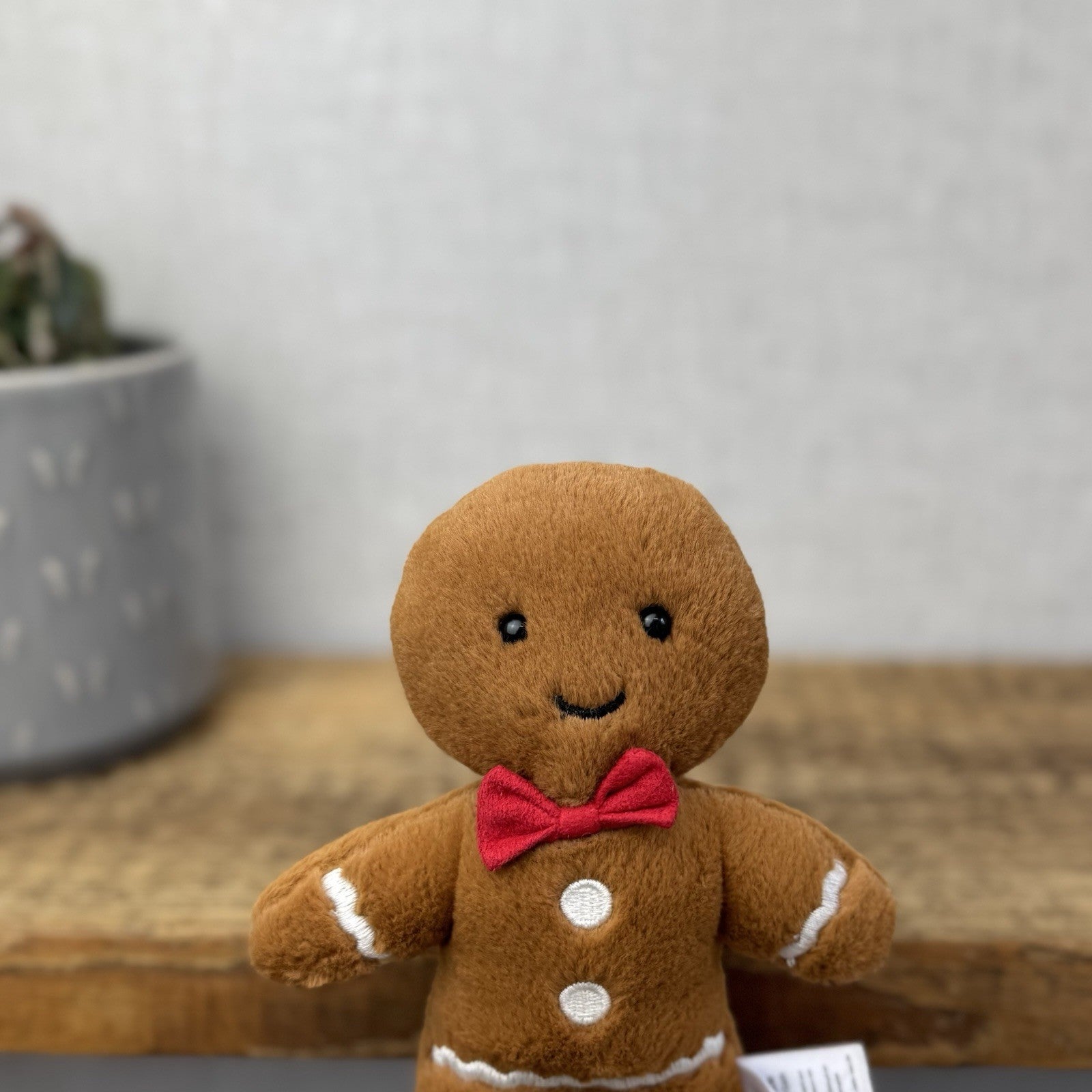 Jellycat Small Jolly Gingerbread Fred - Older Style Red Bow Gingerbread Plush 9"
