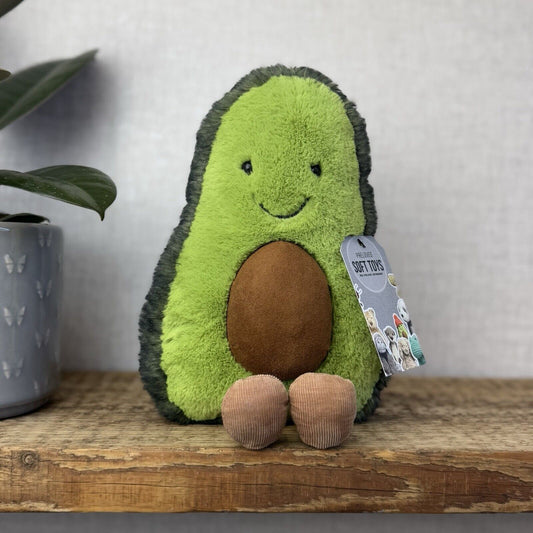 Jellycat Amuseable Avocado Medium - Soft Toy Food Play Green Fluffy Avocado 12”