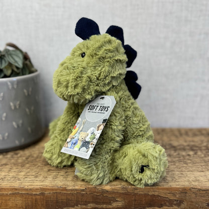 Joules Plush Green Dinosaur 8" Soft Toy - Medium Beanie Green Dino Plush Teddy 