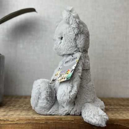 Jellycat Medium Bashful Grey Cat Kitten - All Grey Cat Beanie Plush Retired 12”