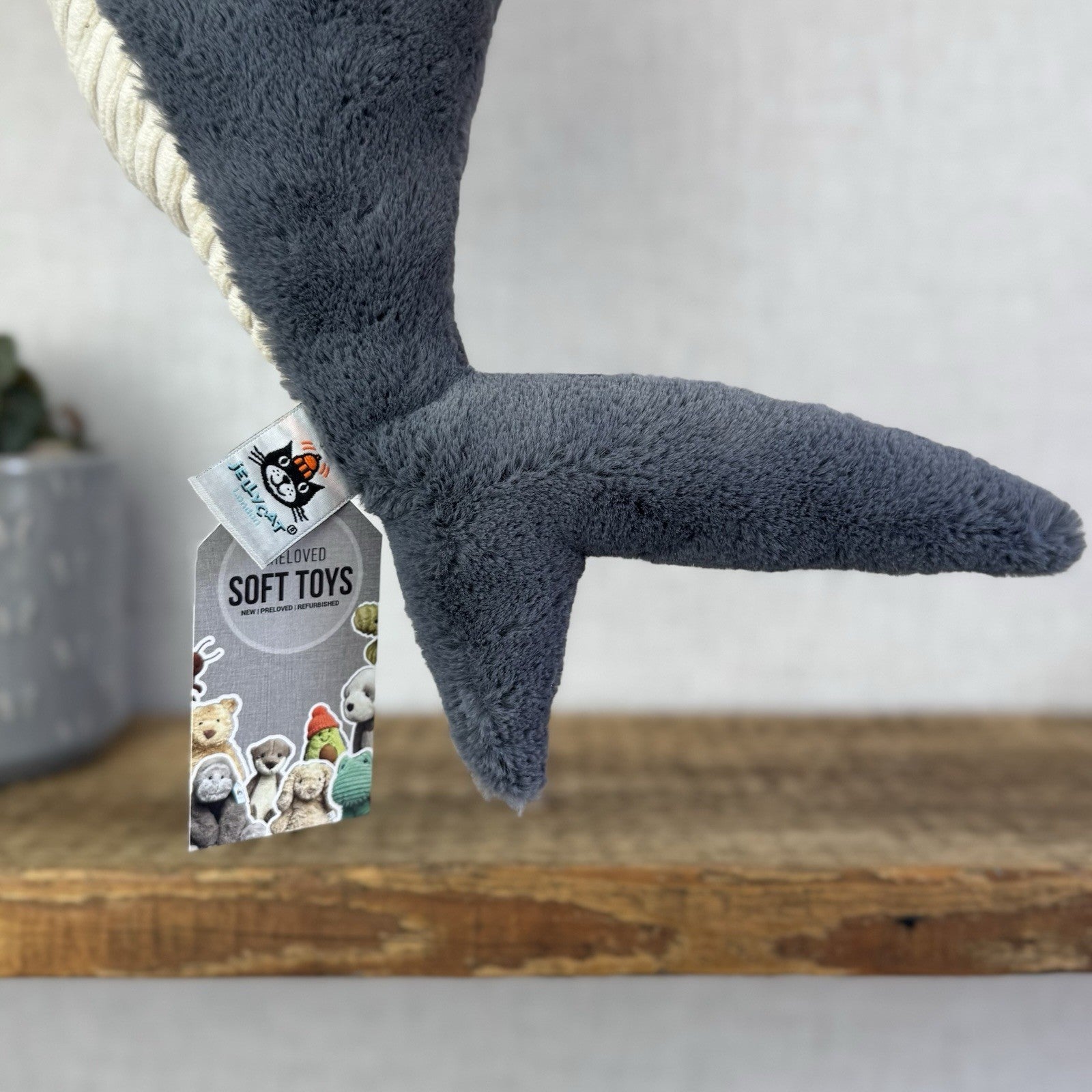 Jellycat Shadow Shark Grey - Large Beanie Shark Retired Dark Grey Rare 16"