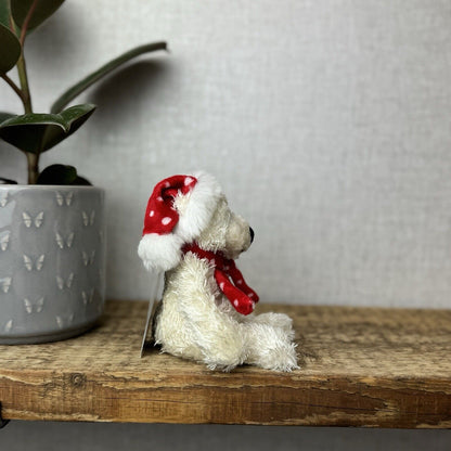 Jellycat Jingly Polar Bear Tot - White Polar Bear Tot In Christmas Hat/scarf 7”