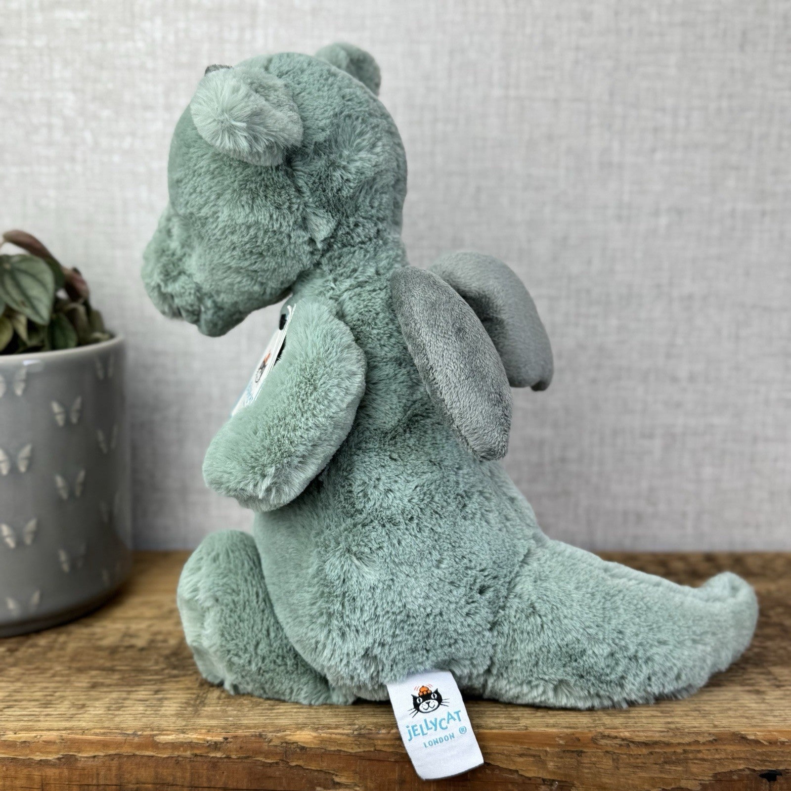 Jellycat Medium Bashful Dragon - Light Green/sage Dragon Soft Toy With Tags