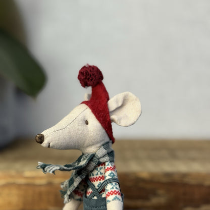 Maileg Big Brother Christmas Mouse - Mouse In Scarf And Red Hat Maileg World