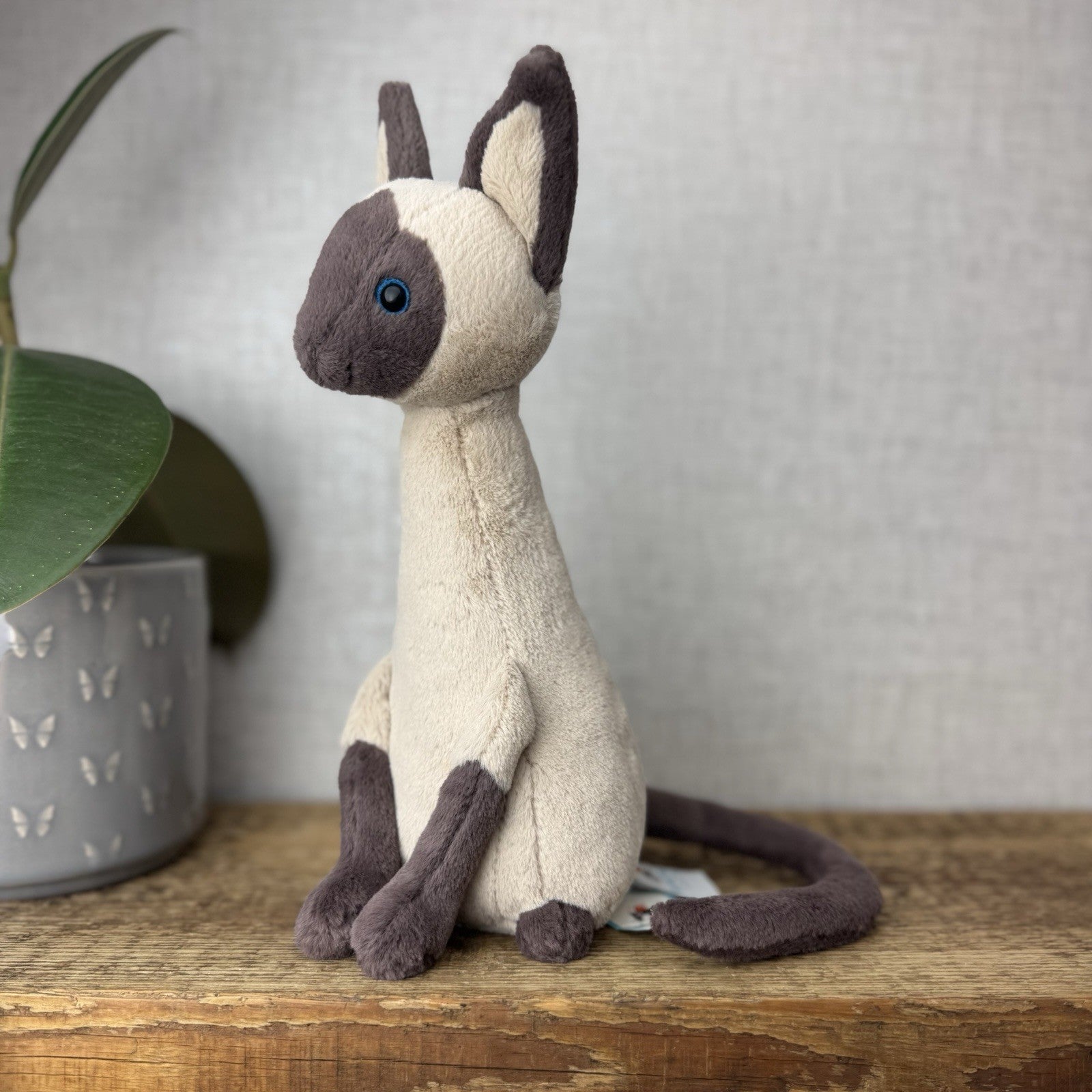 Jellycat Iris Siamese Cat - Tall Sitting Siamese Cat Blue Eyes Beanie Rare 11"