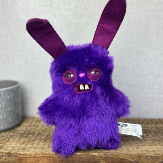 Fuggler Rabbid Rabbit Purple Fluffy Bunny Fuggler Rare/Retired Collectible 