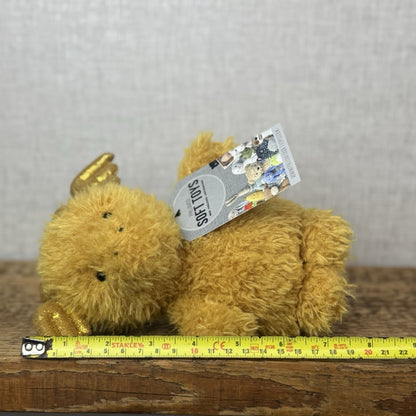 Jellycat Little Dragon - Fluffy Light Gold Dragon Beanie Plush Curly Hair 7”