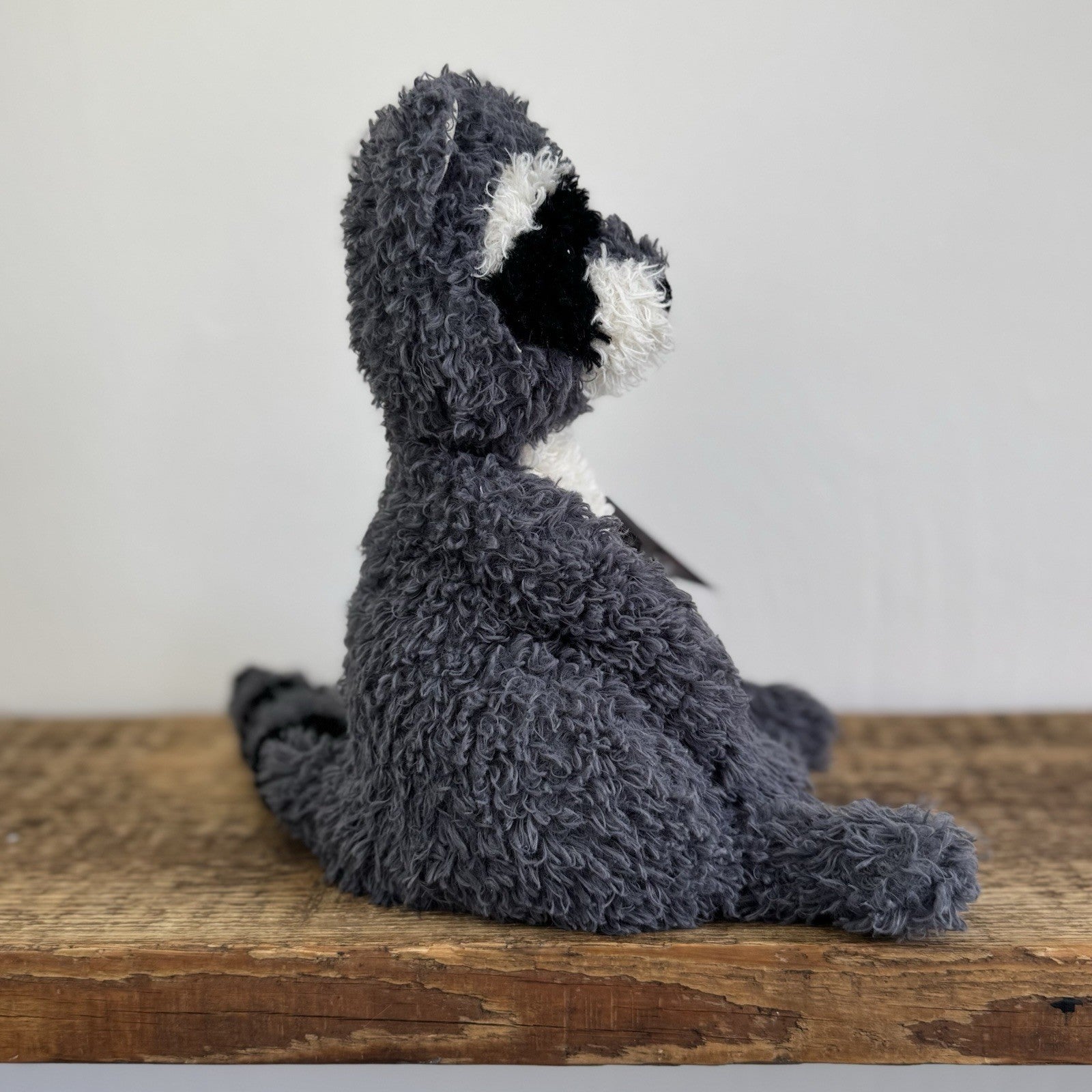 Jellycat Rafferty Raccoon - Sitting Grey Soft Toy Wild Animal Curly Haired 11"