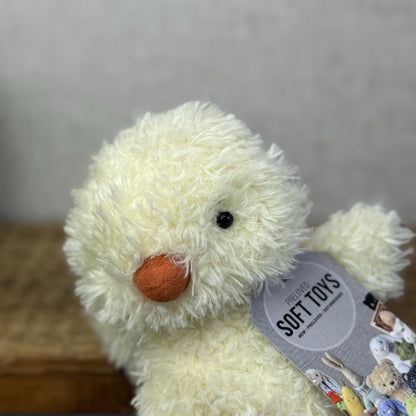 Jellycat Little Chick - Fluffy Light Yellow Bird Toy Small Curly Fur Retired 7"