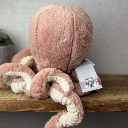 Jellycat Large Odell Octopus - Peach Large Octopus Beanie Retired Pink 20” (#2)