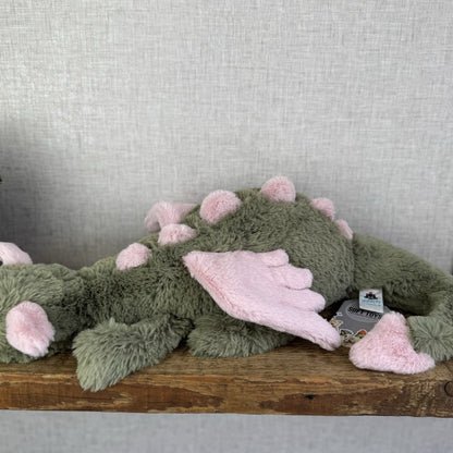 Jellycat Malachy Dragon - Green / Pink Plush Large Jellycat Dragon NWOT 18"