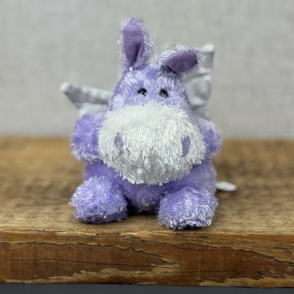 Russ Berrie Luvvies - Lynn Purple Pegasus Beanie - Pudding Soft Toy Tiny 4”