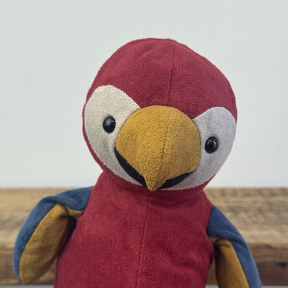 Jellycat Belby Parrot - Retired Velour Bird Plush Parrot Push Red/Blue 10"