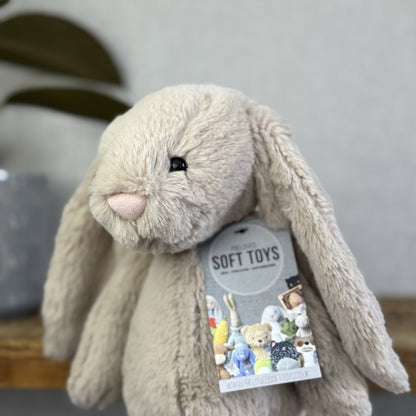 Jellycat Medium Bashful Beige Bunny - Light Brown Bunny Soft Toy Beanie 12” NWOT