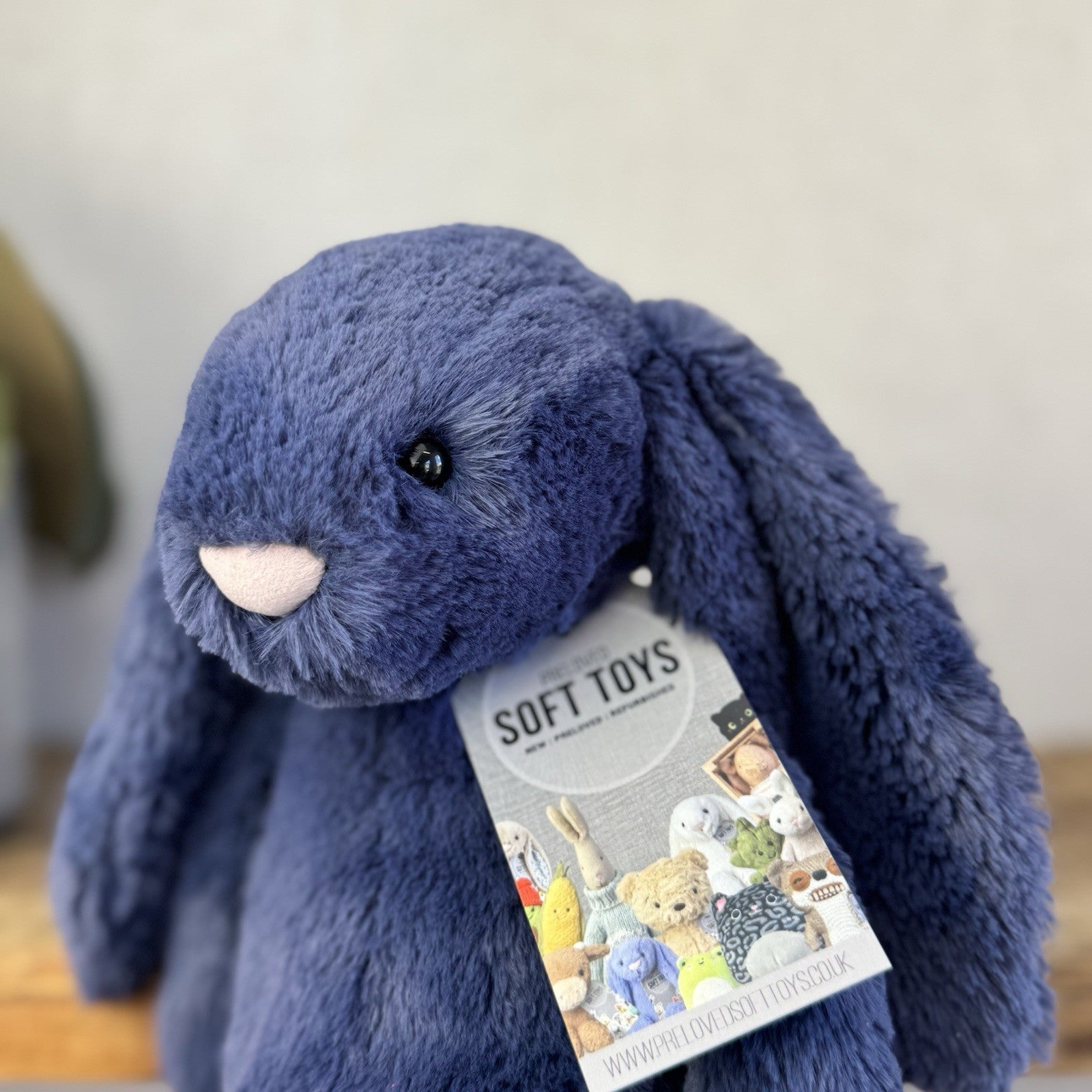 Jellycat Medium Navy Bashful Bunny - Jellycat Dark Blue Retired Rabbit 12” (#2)